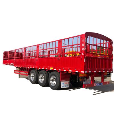 China FUWA or BPW Axle Truck Trailer CIMC HUAJUN Fence Flatbed Semi Trailer with Design for sale