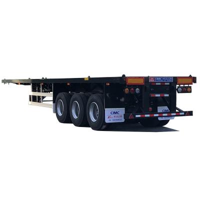 China 40ft Container Flatbed Semi Truck Trailers with Optional Tires and 12 Sets Twist Locks for sale