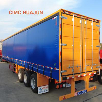 China Groen transport Utility Dry Van Truck Trailer met kooi CIMC HUAJUN Klanten optioneel Te koop