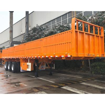 China Myanmar Market 3 Axles 4 Axles Flatbed Cargo Semi Trailer with Side Wall and JOST/FUWA 28T Landing Gear for sale