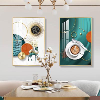 China Nordic Waterproof Canvas Wall Art Wall Pictures Gold Restaurant Decor Gold Wine Glass Porcelain Glass Crystal Painting for sale