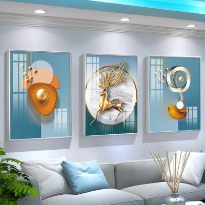 China Modern Minimalist Triple Crystal Porcelain Painting Waterproof Light Luxury Living Room Sofa Background Wall Decoration Painting for sale