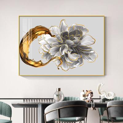 China Wall Art Porcelain Decor Lotus Flower Crystal Painting Waterproof Wholesale Luxury Restaurant Factory Horizontal Decorative Abstract for sale