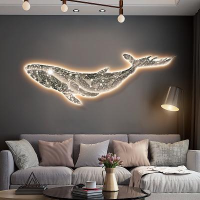 China High-end Abstract Waterproof Living Room Decorative Painting With Led Whale Art Print Fantasy Luxury Painting for sale