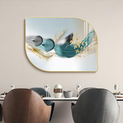 China Waterproof hot sale restaurant is decorated with modern luxury special-shaped frame wall art prints crystal glass art paintings for sale