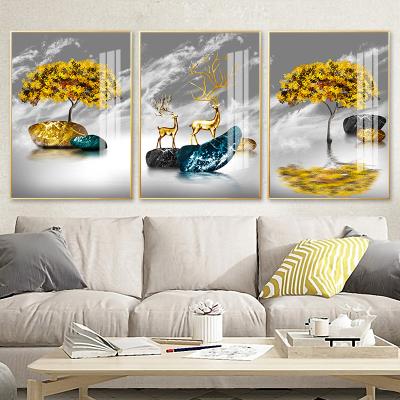 China Glass Painting Living Room Abstract Decor Koi Landscape Picture Canvas Wall Art Posters Prints Waterproof Modern Crystal Porcelain Boat for sale