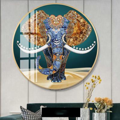 China Waterproof Modern 5d Wall Art Animal Home Decor Elephant Porcelain Paintings Luxury Crystal Round for sale