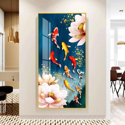 China Golden Koi Fish Art Painting Koi Fish Feng Shui Carp Lotus Pictures Canvas Modern Gallery 9 Home Decor Waterproof for sale