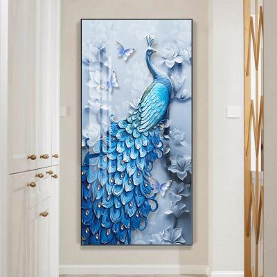 China Waterproof Home Decor Cuadros Animal Posters Prints Pictures Crystal Porcelain Painting Decorative Acrylic Glass Peacock for sale