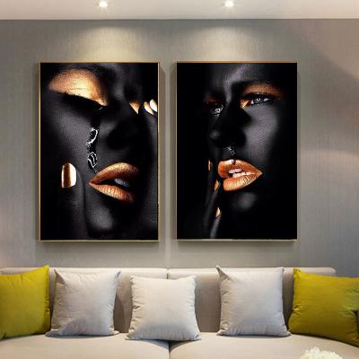 China Cuadros Woman Waterproof and Gold Factory Wholesale African Posters Prints African Picture Woman Wall Art Decor for sale