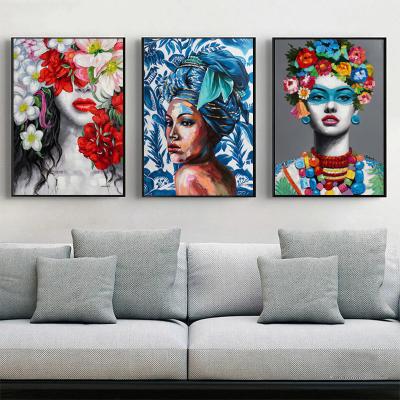 China Waterproof Living Room Home Decorative Graffiti Posters Prints Abstract Figure Canvas Wall Pictures African Woman Art Painting for sale