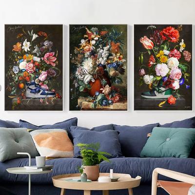 China Newest Waterproof Sneaker Shoes Poster Europe Vintage Champagne Picture Canvas Print Wall Art Cuadros Flower In Bloom for sale