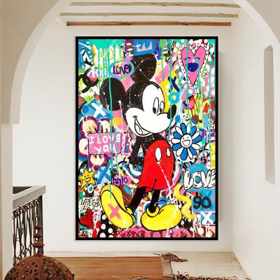 China Waterproof Living Room Decor Graffiti Canvas Poster Fashion Mouse Duck Wall Art Canvas Print Customized Paintings Pop Art On Canvas for sale