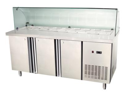 China Three Doors Undercounter Refrigerator Freezer With GN Pan / Glass Cover , 350L for sale