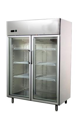 China Stainless Steel Upright Two Glass Door Refrigerators 1200L , 1400x890x2050 for sale