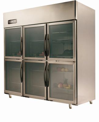 China Commercial Six Small Clear Door Refrigerator For Supermarket , 1550L for sale