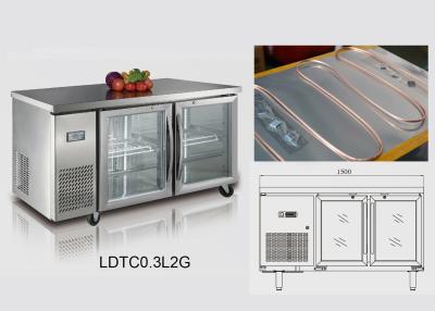 China 1500x800x800 Restaurant Under Counter Fridge 346L With Two Glass Door for sale