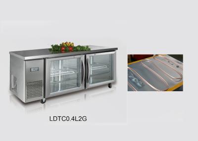 China Static Cooling Two Glass Doors Pizza Counters 440L , Commercial Undercounter Refrigerator for sale