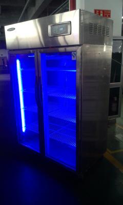 China Upright Chilled Display Unit With Double Door , 900L Clear Door Refrigerator for sale