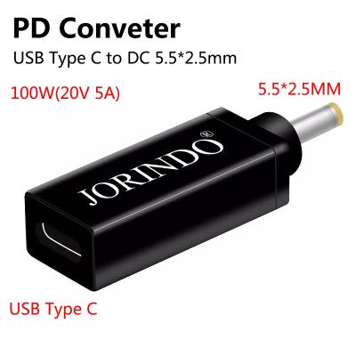 중국 100W USB Type C Female To DC 5.5x2.5mm Male PD Connector Fast Quick Charge 판매용