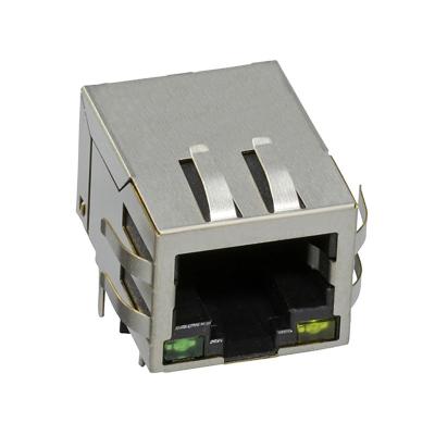 China Solo conector portuario del PWB de Tab Down 8 Alfiler FeMasculino RJ45 con Ethernet del filtro en venta