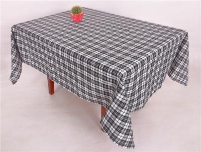 China Quick Delivery Decorative Table Cloths , Poly Viscose Fabric Black Checkered Tablecloth for sale