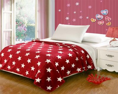 China Red Five Pointed Star Flannel Fleece Blanket With Customized Designs for sale