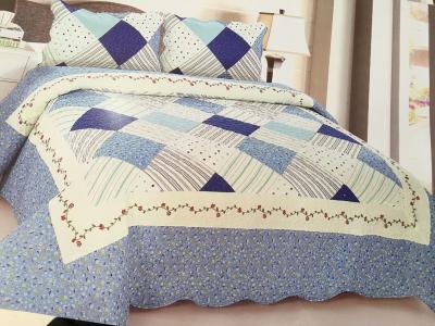 China Comfotable Quilt Bedding Set , Cotton Comforter Sets Border In Wave Or Straight for sale