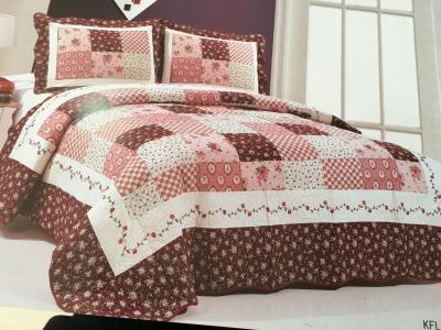 China Burgundy Color Home Bed Quilts Modern Technics With Matched Printed 240x260cm for sale