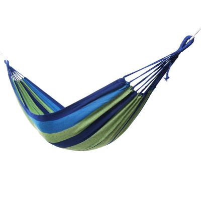 China 2023 Customs Adult Cheap Portable Hammock Rainbow Outdoor Garden Sports Home Travel Camping Swing Canvas Stripe Bed Hammock for sale