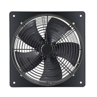 China Hotels AC 220/230V High Power Black Plate Axial Flow Wall Mounted Industrial Exhaust Fan With 1 Square Plate Buyer for sale