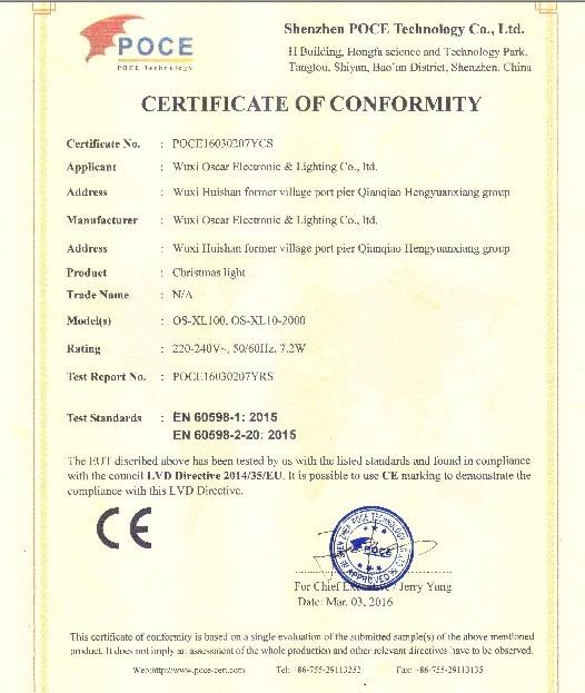 CE - Wuxi Oscar Electronic & Lighting Co., Ltd.