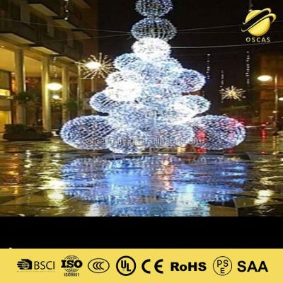 China Giant Outdoor Christmas Lights Large LED 3D Ball Pattern Light with Snowflake for Shopping Mall OS-MOTIF for sale