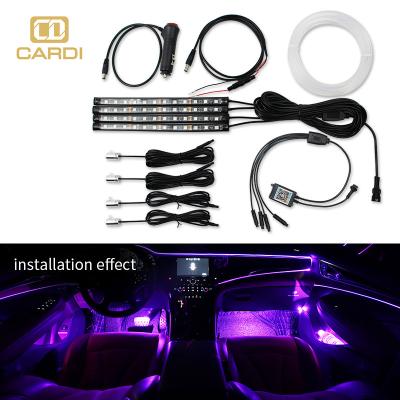 China Car Decorative Light Interior Ambient Decorative Car Interior Led Car Lights Strip Blue Phone APP Control for sale