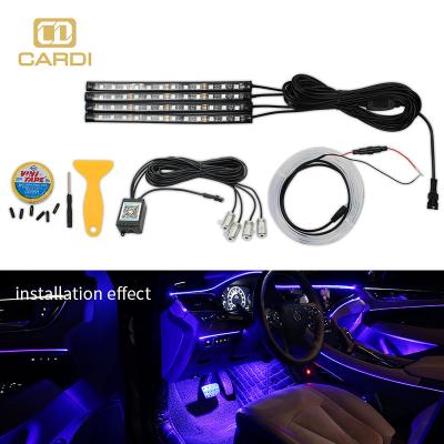 China Car Decorative Light Ambient Led Car RGB Interior Exterior Exterior Led Console Auto Door Center Guide Light Control Fiber Foot Decorative Lights for sale