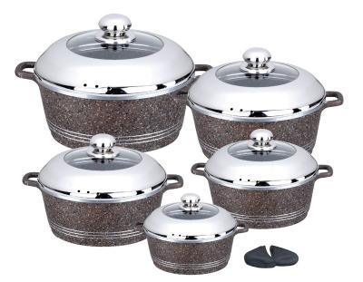 China 10 Piece Sustainable Die Cast Aluminum Stone Granite Cooking Soup Pot Cookware Set for sale