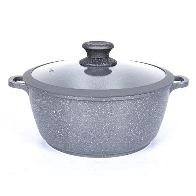 China Viable Die Cast Aluminum Non Stick Coating Induction Bottom Marble Soup Pot With Silicone Lid for sale