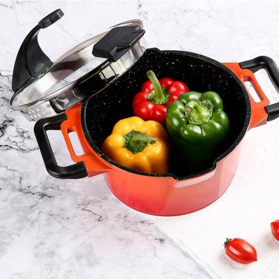 China Sustainable 24cm Zhejiang Aluminum Multi Functional Soup Pot Cookware Die Casting Casserole for sale