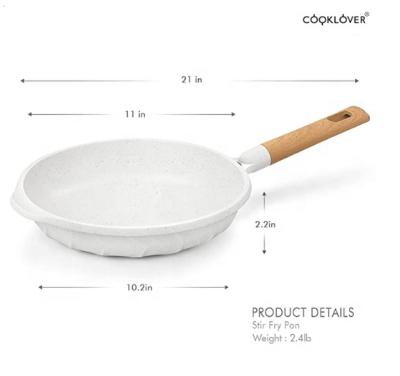 China Cooklover 9.5 Inch Viable White Color 100% PFOA Frying Pan Cookware Induction Pan Non-Stick Free Frying Pan for sale