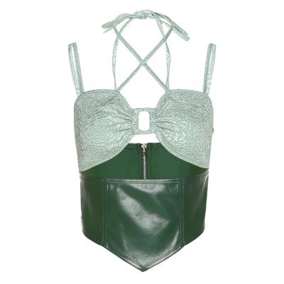 China Factory Wholesale Popular Sexy Breathable Sexy V Neck Design Halter Backless Crop Tops Vest for sale