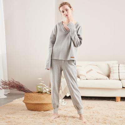 China New Arrival Breathable Women Lounge Wear Women Casual Comfortable Cotton Polyester Lounge Sets With Tank Top Bonded Knitted Loose Outfits for sale