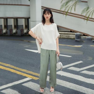 China 713761 Anti-wrinkle pants for women 2021 high quality fashion stylish women floors long wide leg bottoms loose white pants for sale