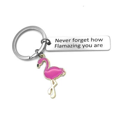 China Best Trendy Gift For Wedding Women Guest Flamingo Stainless Steel Key Chain for sale