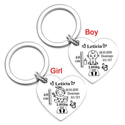 China New fashionable custom logo baby birthday love civil date popular stainless steel key chain for sale