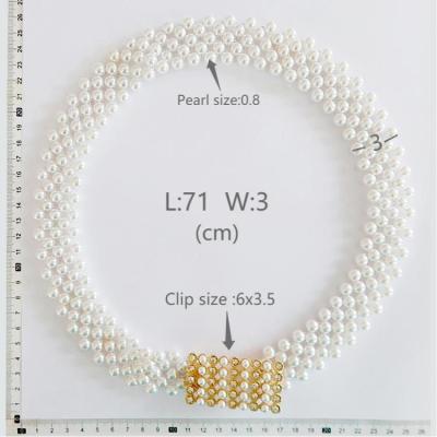 China Free Samples Sale BOHEMIA Girls Pearl Belly Clip Crystal Geometric Hot Elastic Waist Chain Belt Custom Made For Women for sale