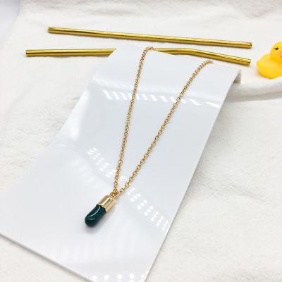 China 2021 CLASSICS new fashion black and green pendant gold and silver plated necklace for women for sale