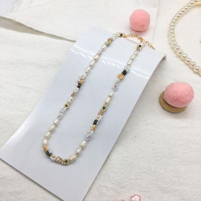 China Cute Colorful Seed Beads And Gold Plated Freshwater Pearl Necklace For Women for sale