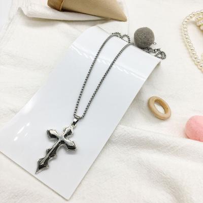 China CLASSIC Box Chain Silver Plated With 3d Cross Pendant Necklace For Women for sale