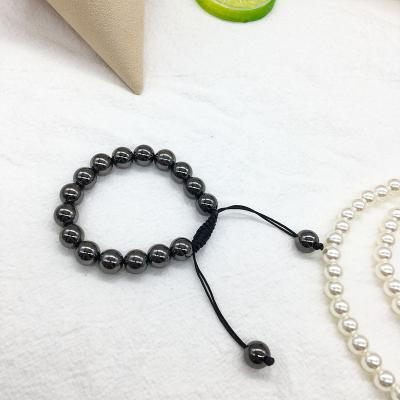 China To Perform Girl Beautiful Hot Selling High Quality Luxury Heavy Black Silver Brass Ball Cotton Rope Adjustable Bracelet For Man for sale