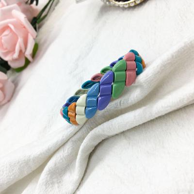 China To Make Girl Lovely Cross Grain Summer Beach Fashion Colorful Rainbow Bracelet Handmade Jewelry Elastic Bracelet For Girl Gift for sale